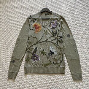 NWD Kenzo men's Embroidered linen blend sweater Size M Khaki